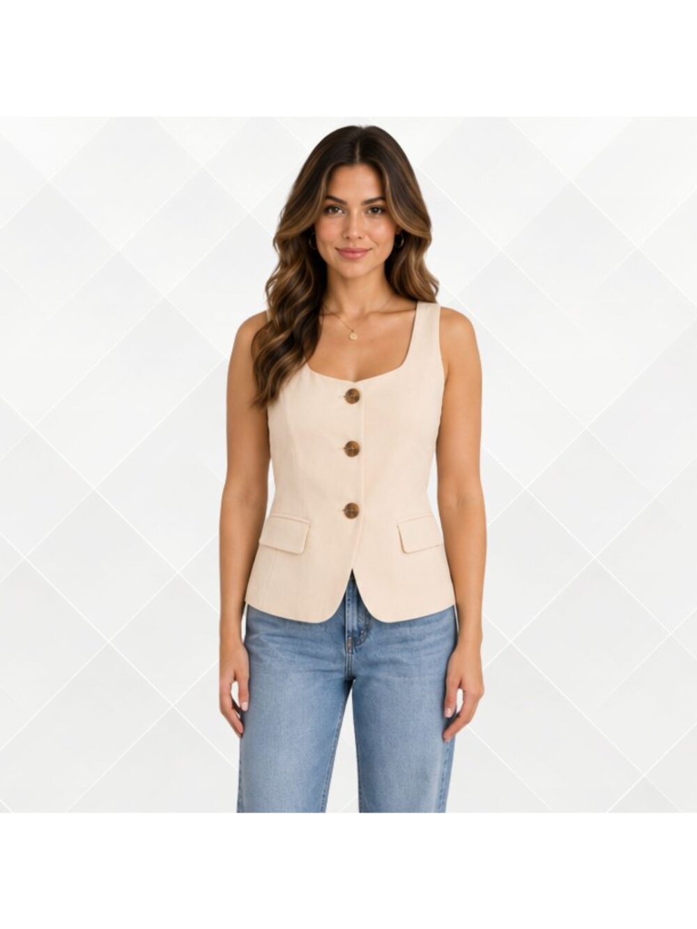 A New Day Women’s Signature Crepe Scoop Vest • Cream • M • NWT